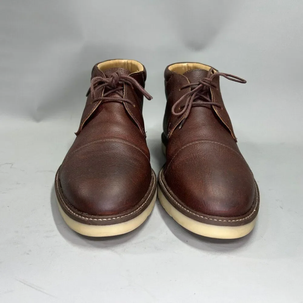 Clarks Grandin‎ Top Chukka Boots Men's 13 Brown Leather Cap Toe Lace Up Casual